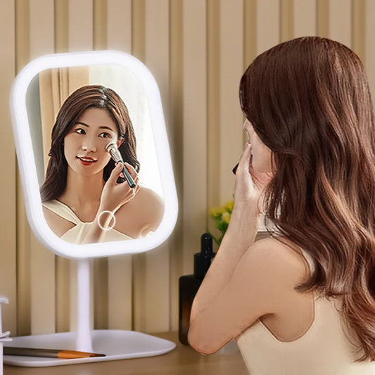 Modern LED Desktop Makeup Mirror with 3-Color Lighting