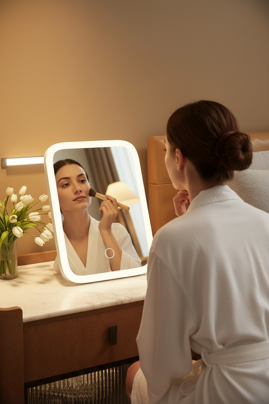 LED Desktop Vanity Mirror with 3-Color Lighting
