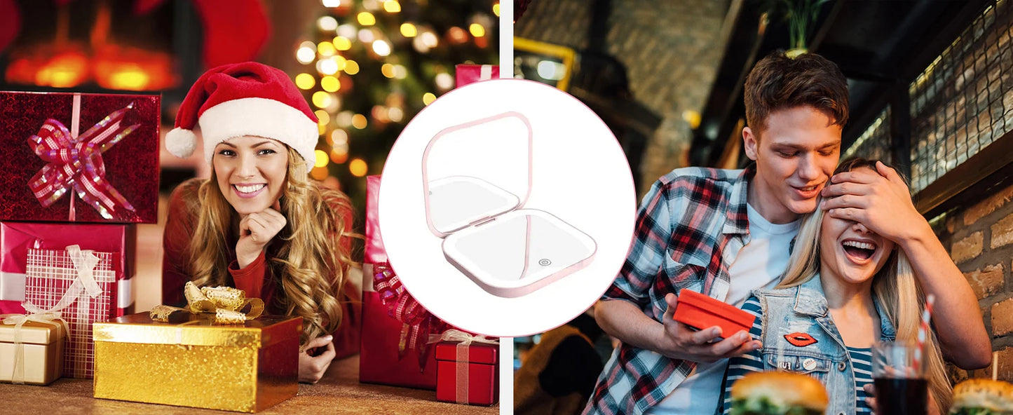 Cosmomiro Portable LED Compact Mirror with Magnification