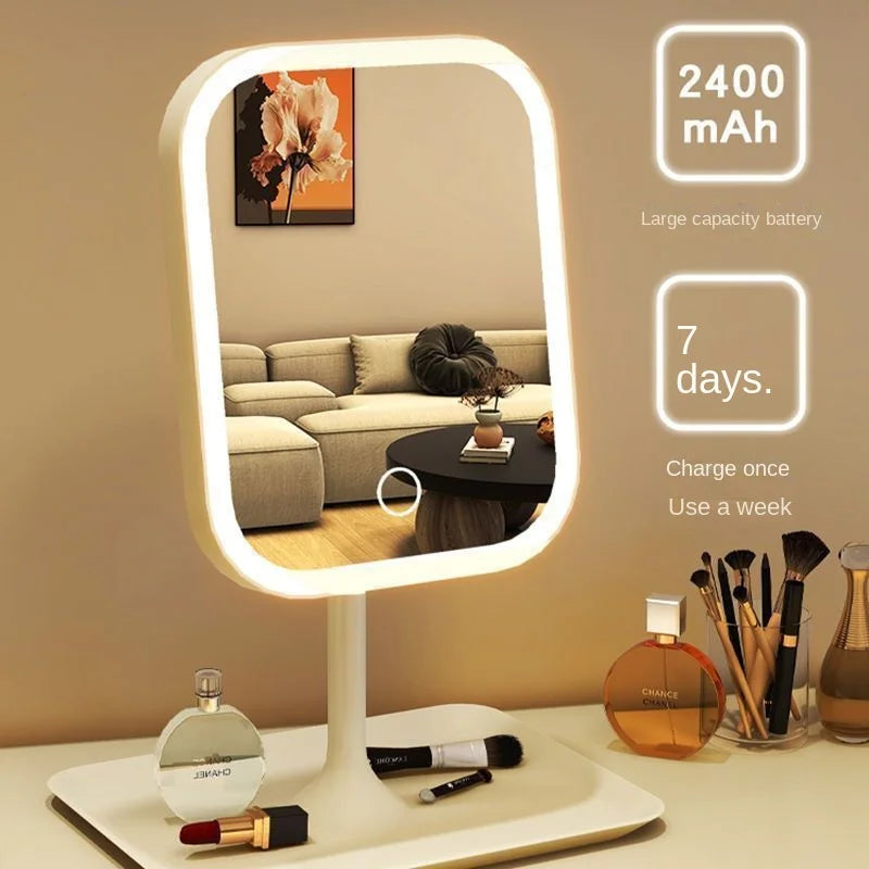 Modern LED Desktop Makeup Mirror with 3-Color Lighting