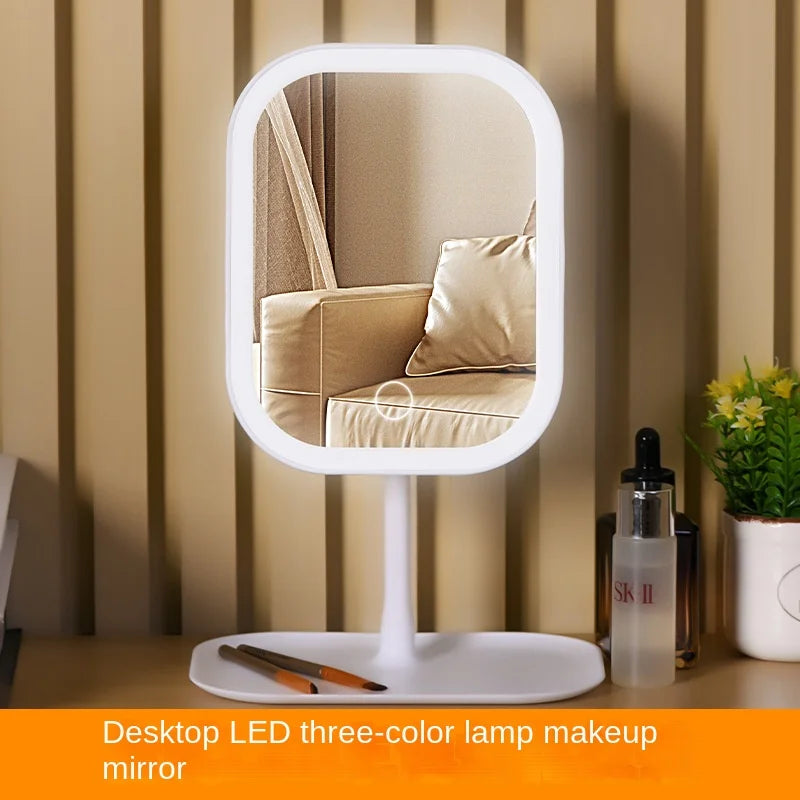 Modern LED Desktop Makeup Mirror with 3-Color Lighting
