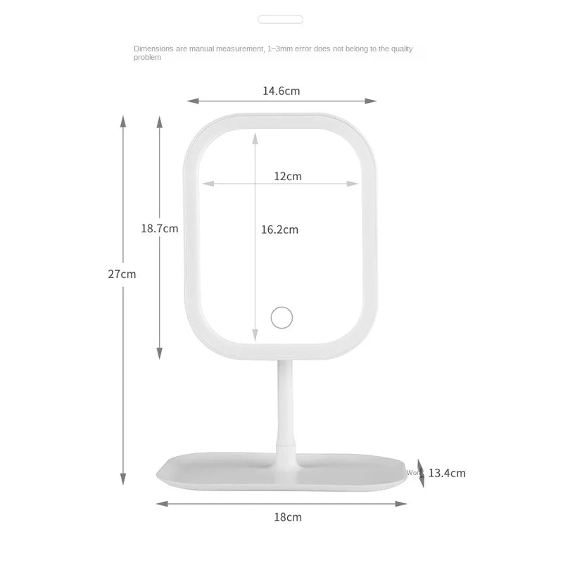 Modern LED Desktop Makeup Mirror with 3-Color Lighting