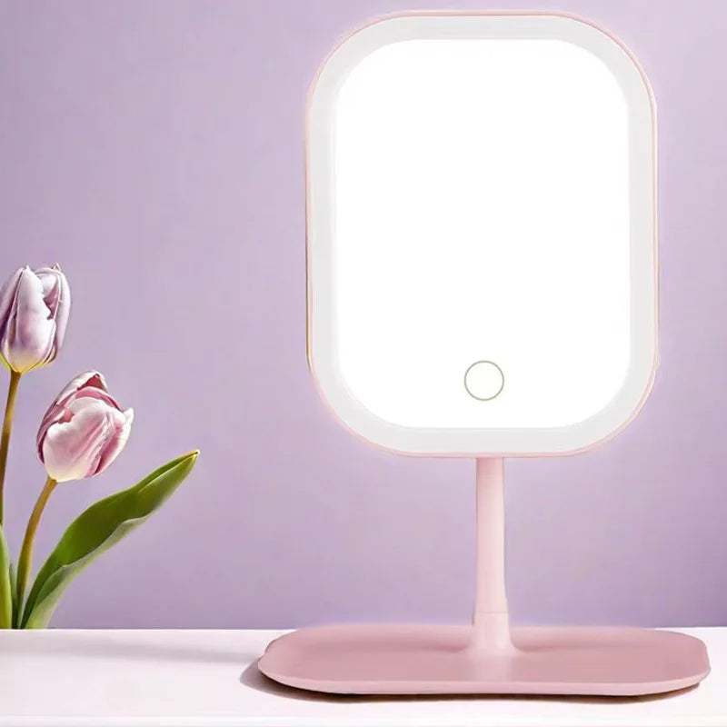 Modern LED Desktop Makeup Mirror with 3-Color Lighting