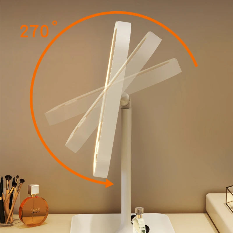 Modern LED Desktop Makeup Mirror with 3-Color Lighting