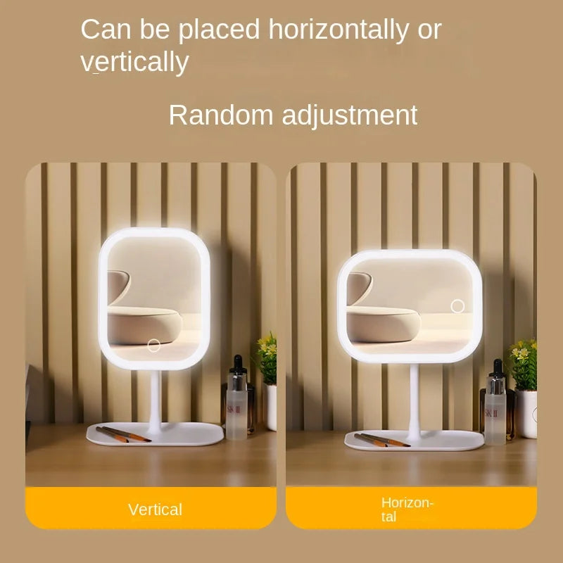 Modern LED Desktop Makeup Mirror with 3-Color Lighting