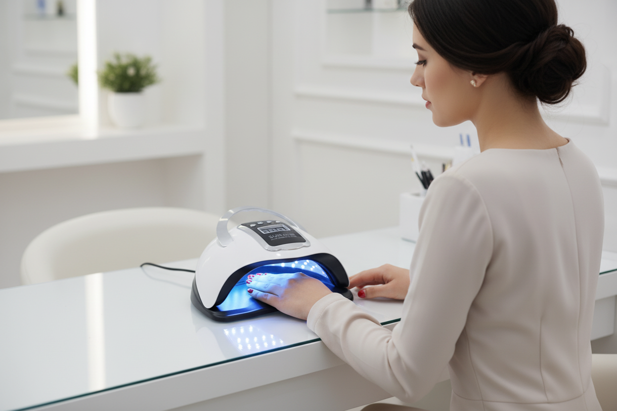 Nail Dryer - Hand Inside, Right Back Angle